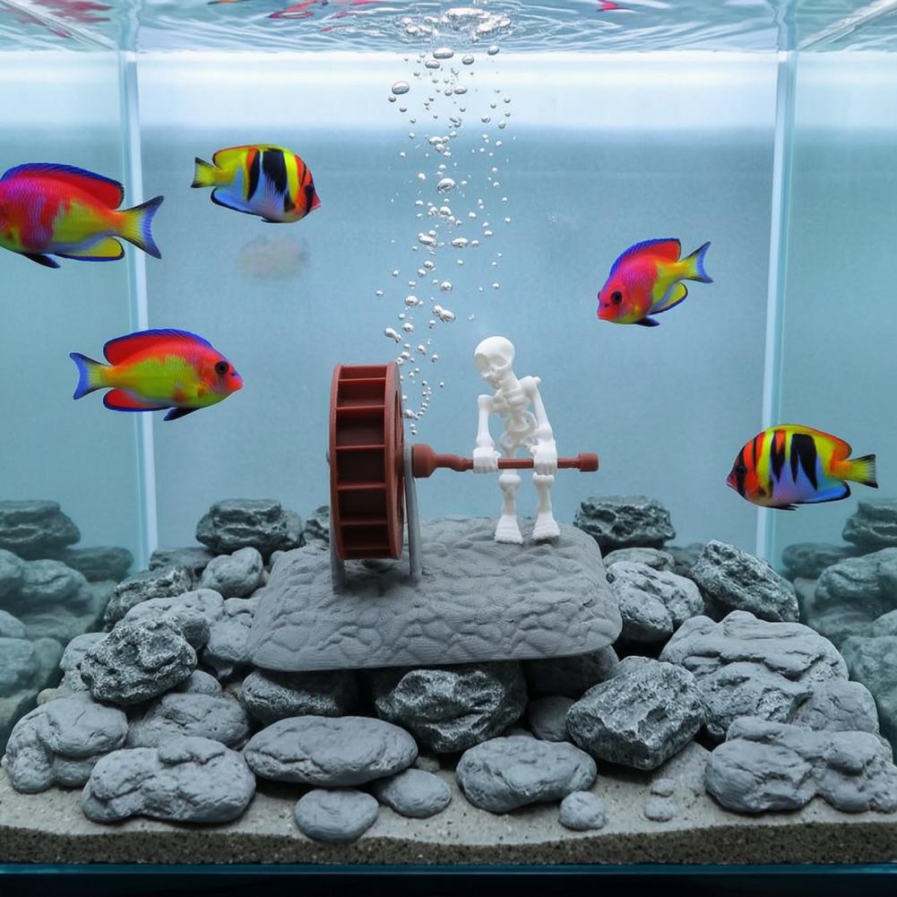 Aquarium Fish Unique - 수족관 해골 장식, 수족관 데코, 물레방아