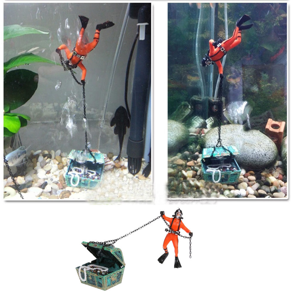 Aquarium Fish Unique - 다이버 어항 장식품 오렌지색 독특한 수족관