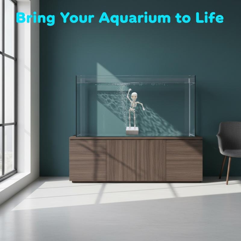 독특한 춤추는 해골 어항 장식 3D 프린팅 에어펌프 구 - Aquarium Fish Unique 리뷰 및 가격